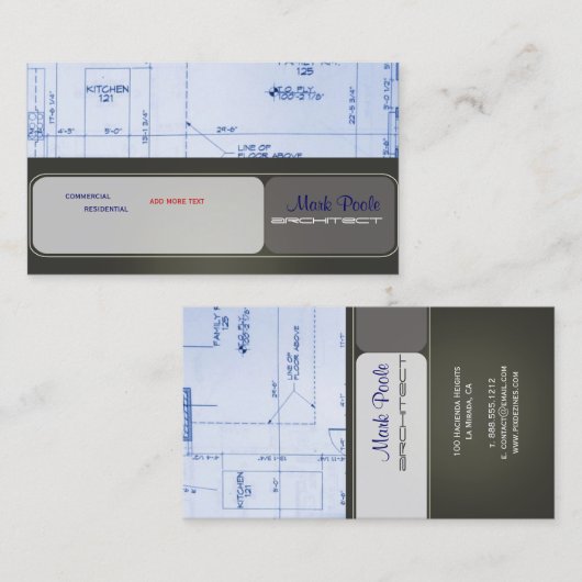 cartes de visite d'architectes branchés (Devant / Derrière)
