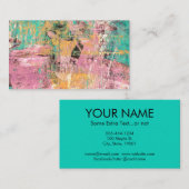 Cartes de visite d'art Abstraits rose Turquoise Or (Devant / Derrière)