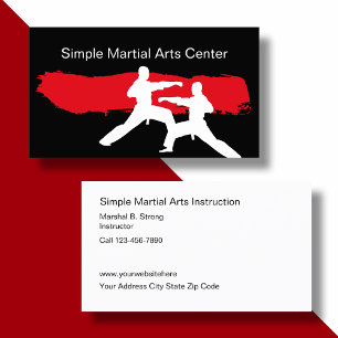 Cartes de visite d'arts martiaux simples