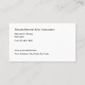 Cartes de visite d'arts martiaux simples (Dos)