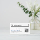 Cartes de visite d'Assistant virtuel avec code QR (Debout devant)