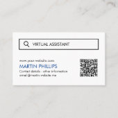 Cartes de visite d'Assistant virtuel avec code QR (Devant)