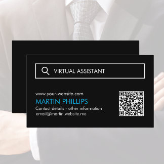 Cartes de visite d'Assistant virtuel avec code QR