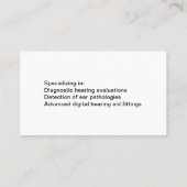 Cartes de visite d'audiologiste Classy Hearing (Dos)