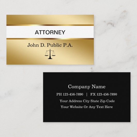 Cartes de visite d'avocat (Devant / Derrière)