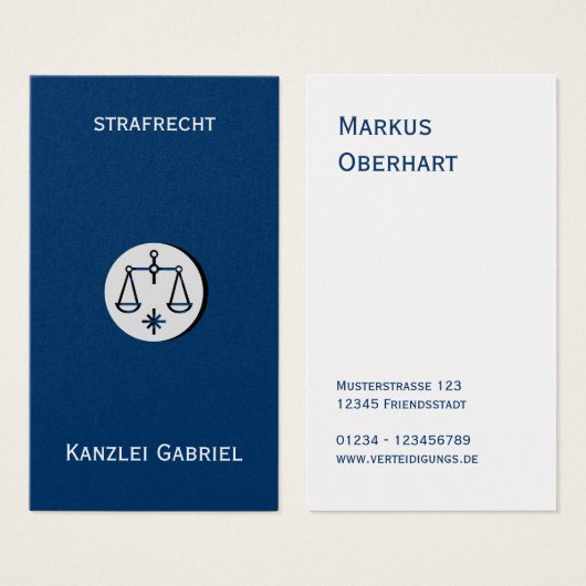Cartes de visite d'avocat (Devant & derrière)