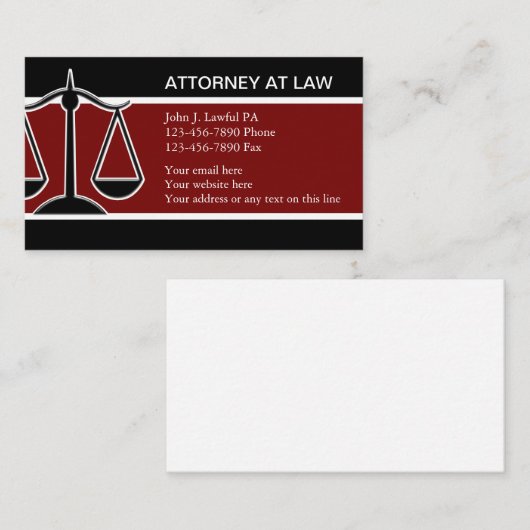 Cartes de visite d'avocat (Devant / Derrière)