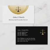 Cartes de visite d'avocat élégantes (Devant / Derrière)