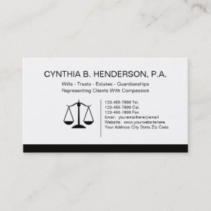 Cartes de visite d'avocat en succession