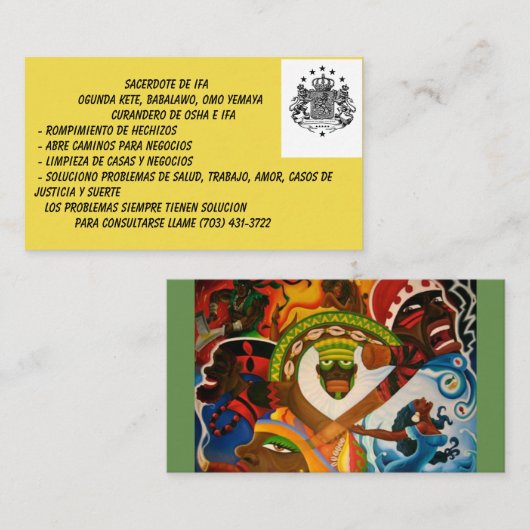 Cartes de visite de Babalawo (Devant / Derrière)