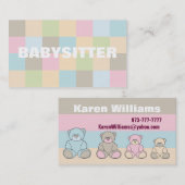 Cartes de visite de babysitter (Devant / Derrière)