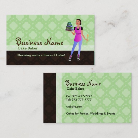 Cartes de visite de Baker de gâteau (Devant / Derrière)