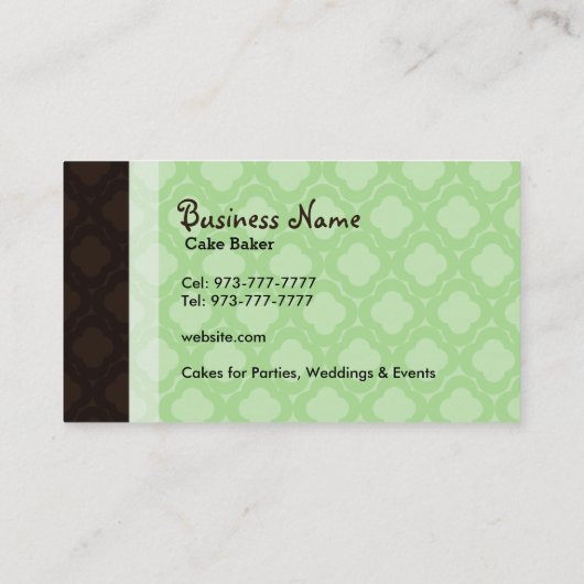 Cartes de visite de Baker de gâteau (Dos)