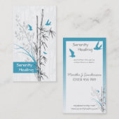cartes de visite de bambou et d'oiseaux bleus (Devant / Derrière)