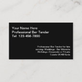 Cartes de visite de barman (Dos)