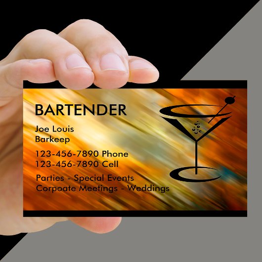 Cartes de visite de barman