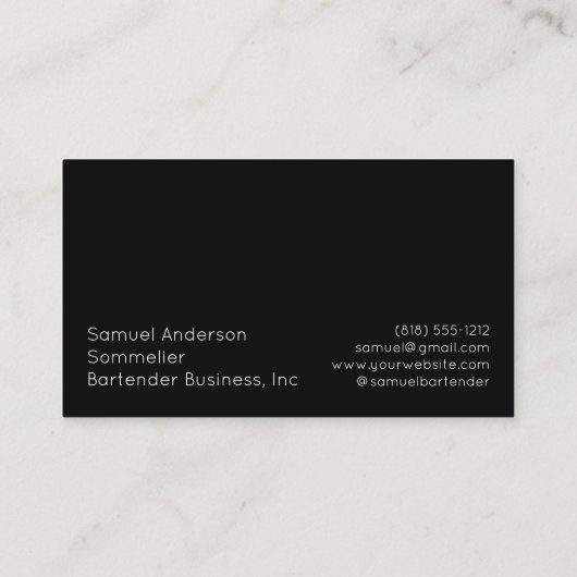 Cartes de visite de Bartender Sommelier (Dos)