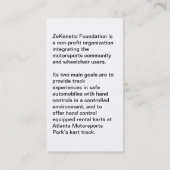 Cartes de visite de base de ZeKenetic (Dos)