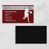 Cartes de visite de basket-ball (Devant / Derrière)