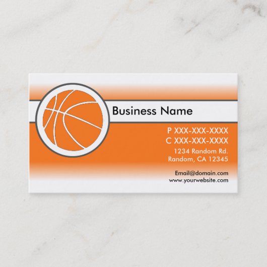 Cartes de visite de basket-ball orange blanc (Devant)