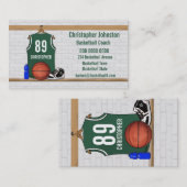 Cartes de visite de basket-ball (vert) (Devant / Derrière)