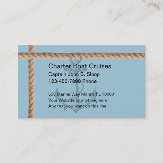 Cartes de visite de bateau de charte (Devant)