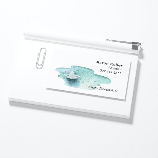 Cartes de visite de bateaux en papier aquarelle