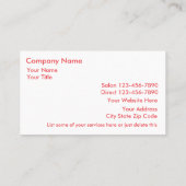 Cartes de visite de beauté (Dos)