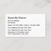 Cartes de visite de beauté (Dos)