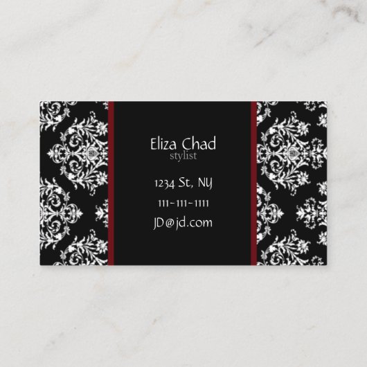 Cartes de visite de beauté Red Damask (Dos)