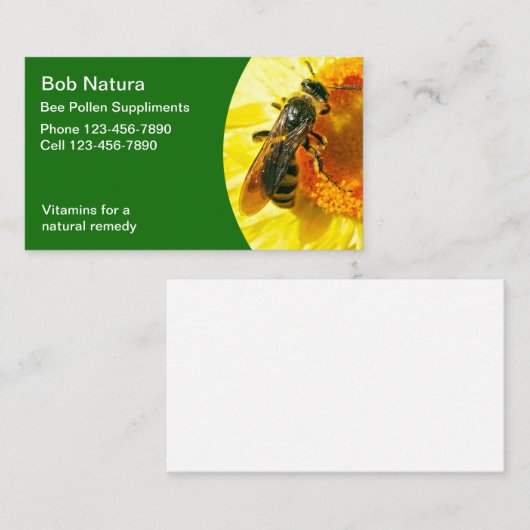 Cartes de visite de Bee Pollen (Devant / Derrière)