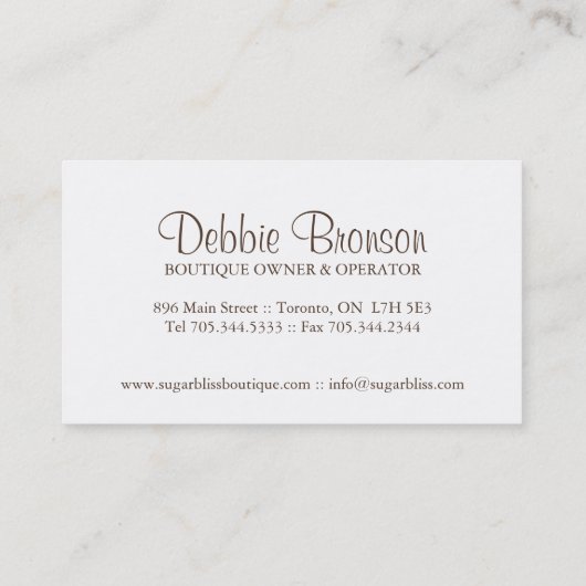 Cartes de visite de biscuits Whimsical (Dos)