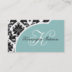 Cartes de visite de Blue Black Damask