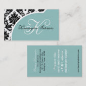 Cartes de visite de Blue Black Damask (Devant / Derrière)
