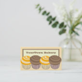 Cartes de visite de boulangerie - Cupcaakes à l'or (Debout devant)