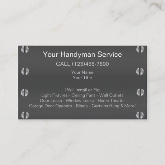 Cartes de visite de bricoleur (Devant)