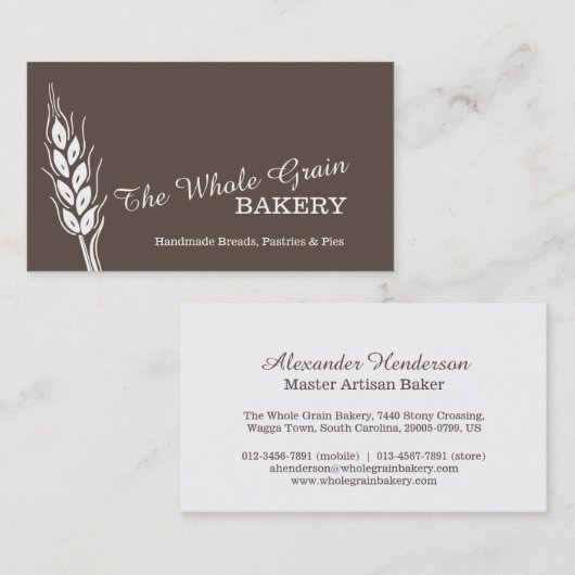 Cartes de visite de brun de grain de blé de (Devant / Derrière)
