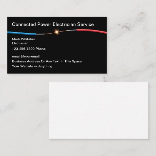 Cartes de visite de câbles électriques (Devant / Derrière)