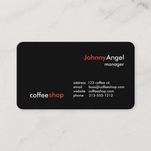 Cartes de visite de café (Devant)