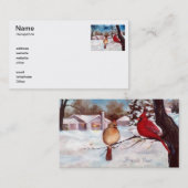 Cartes de visite de cardinal de sérénité d'hivers (Devant / Derrière)
