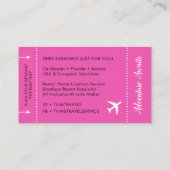 Cartes de visite de carte d'embarquement (Dos)