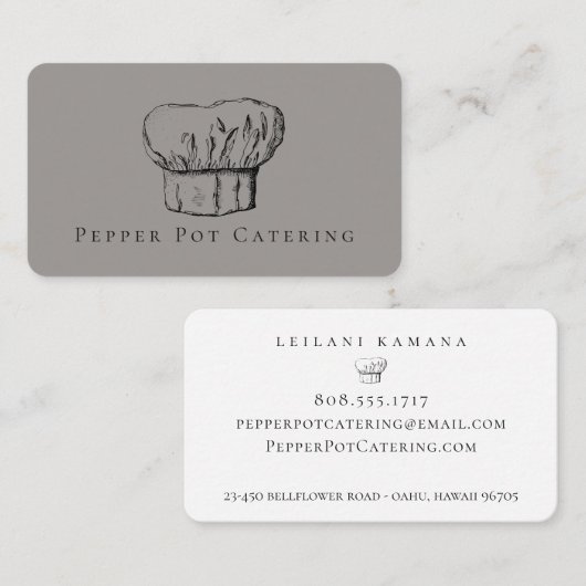 Cartes de visite de casquette de chef (Devant / Derrière)