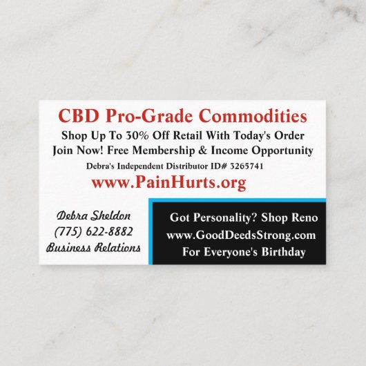 Cartes de visite de CBDA (Dos)