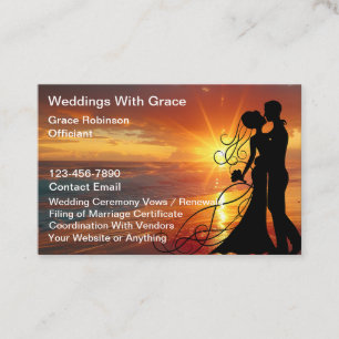Cartes de visite de célébrant de mariage thème pla