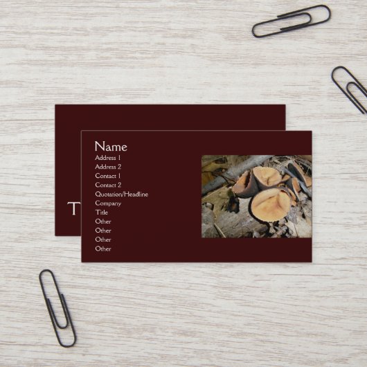 Cartes de visite de champignons de la coupe (Devant/Arrière en situation)