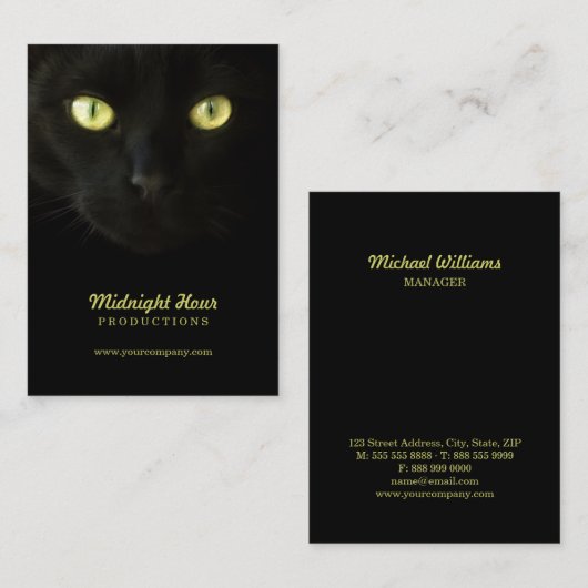 Cartes de visite de chat noir (Devant / Derrière)