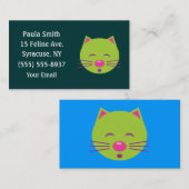Cartes de visite de Chat Vert Sleepy (Devant / Derrière)