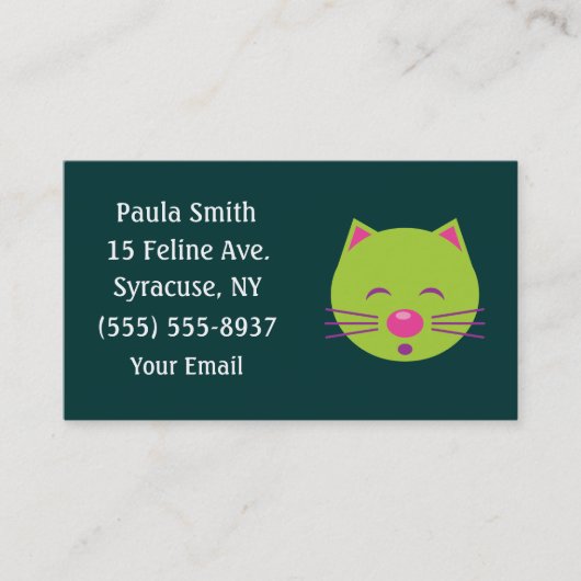 Cartes de visite de Chat Vert Sleepy (Devant)