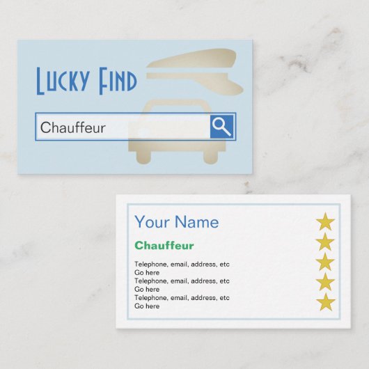 Cartes de visite de chauffeur "de découverte (Devant / Derrière)