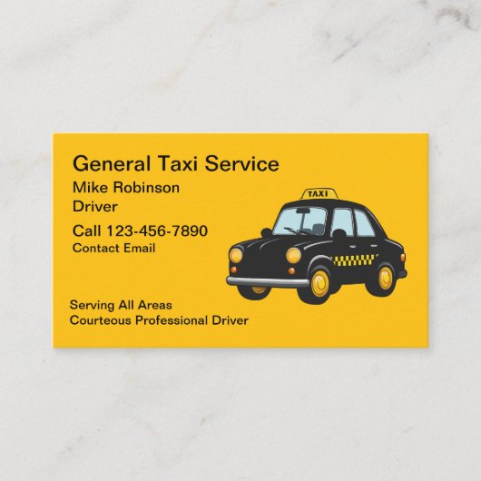 Cartes de visite de chauffeur de taxi simple génér (Devant)